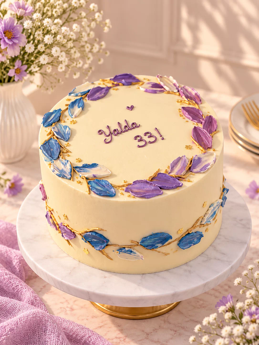 کیک بوتانیکال یاسی و طلایی — تصاویر محصول 1/1