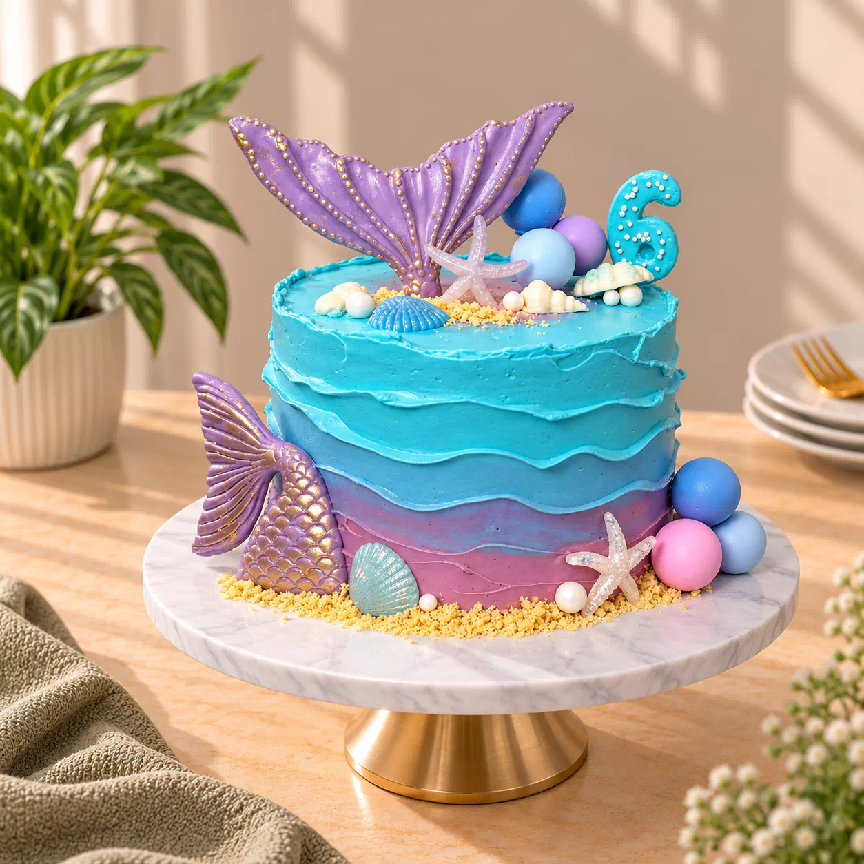 Gâteau d’Anniversaire Aventure Sirène sous l’Océan — Images du produit 1/1