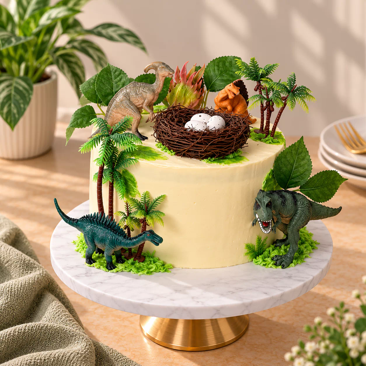 Gâteau d’Anniversaire Aventure Jungle des Dinosaures