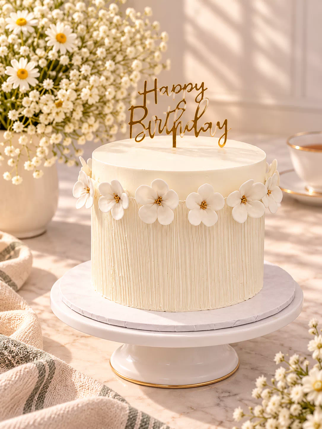 Ivory Blossom Cake 
