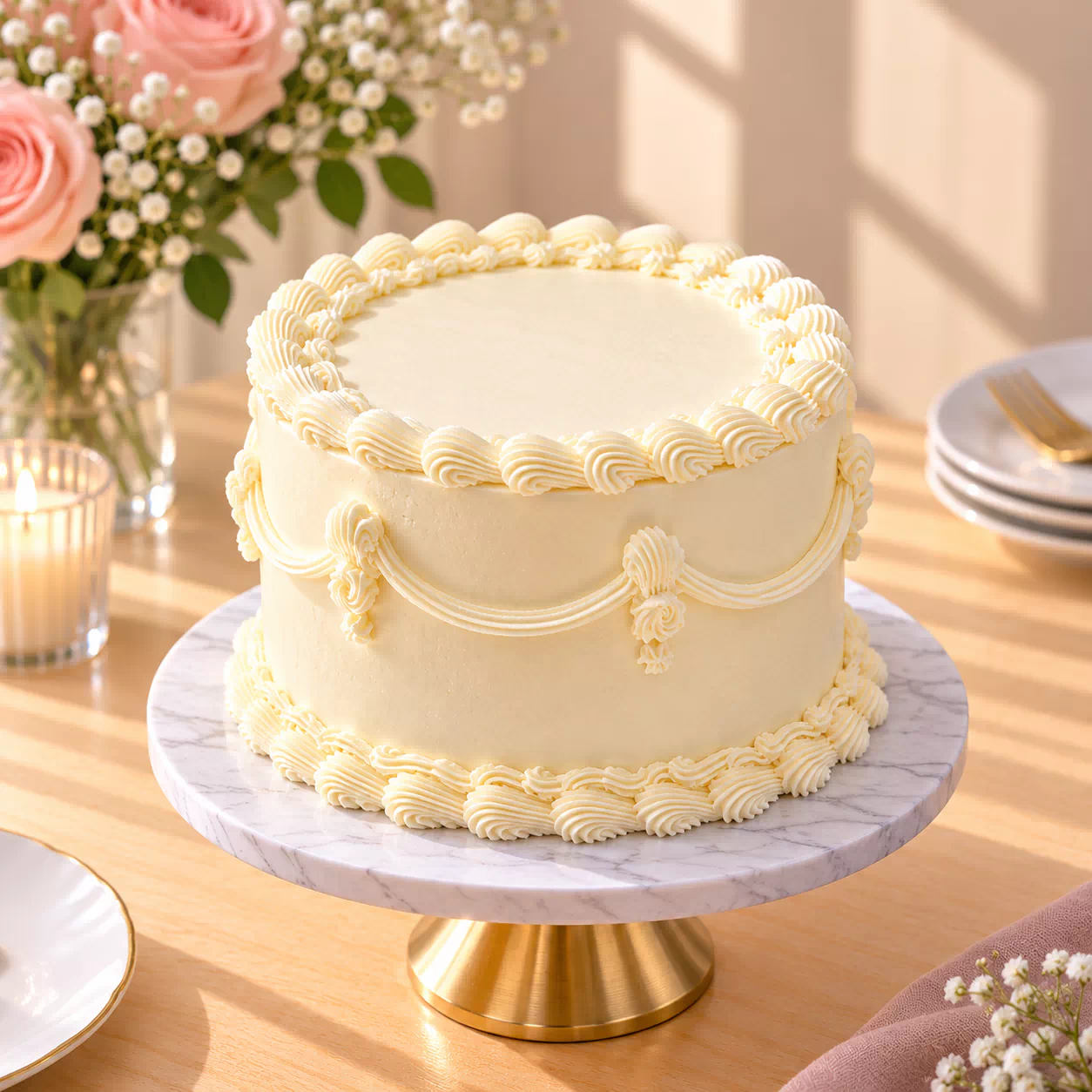 Classic Ivory Vintage Birthday Cake
