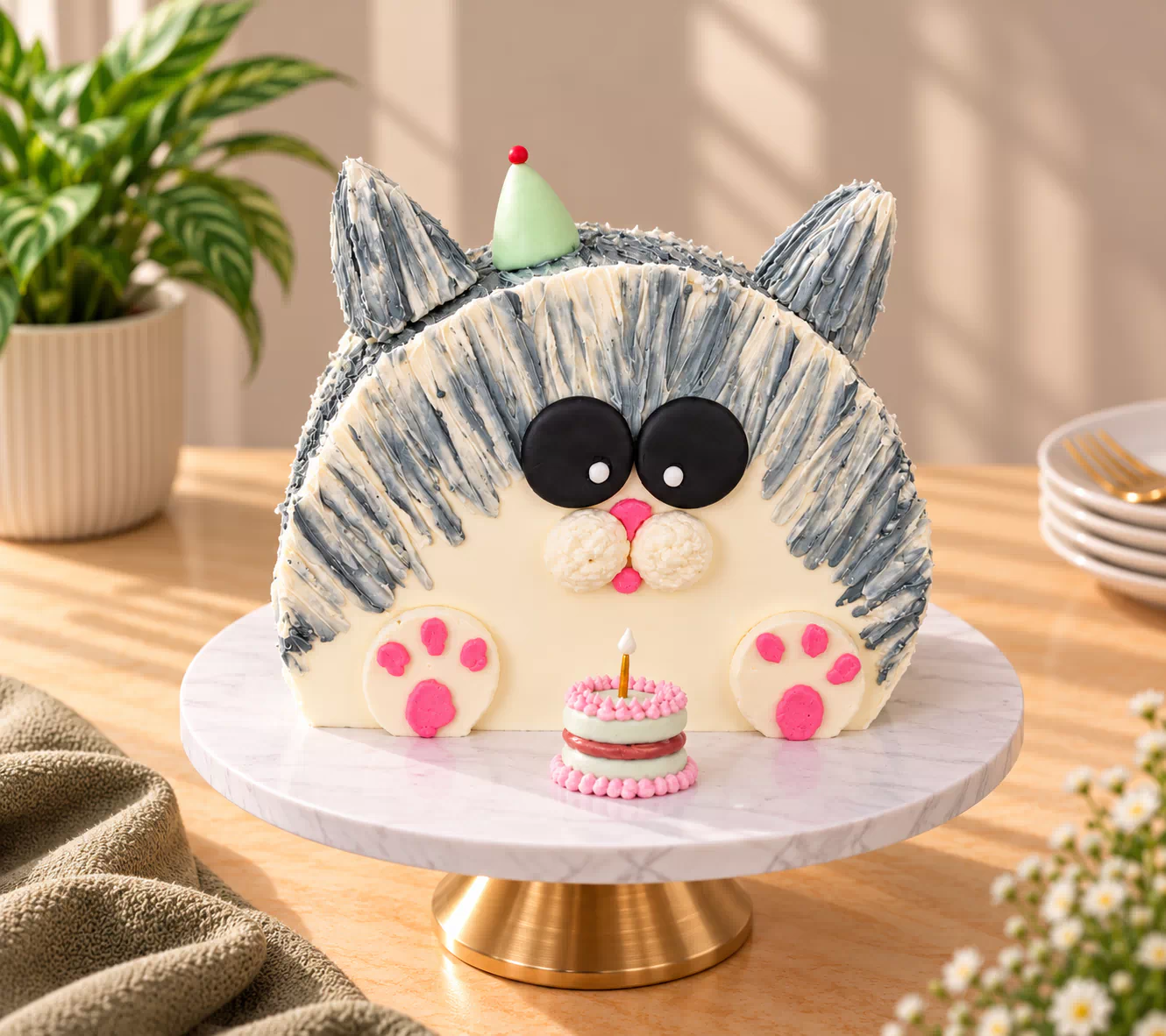 Gâteau d’Anniversaire Chat Fantaisie — Images du produit 1/1