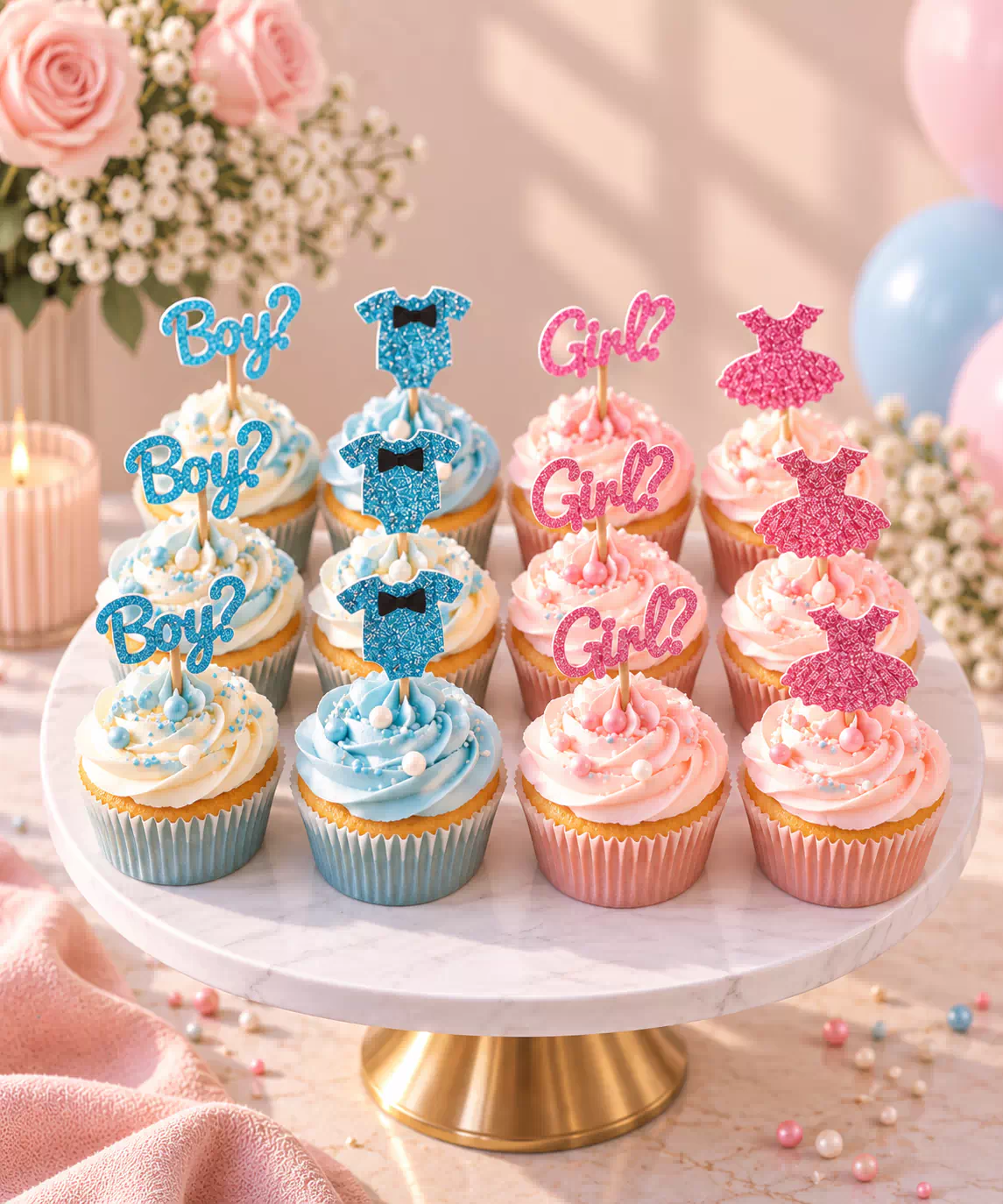 Boy or Girl Gender Reveal Cupcakes