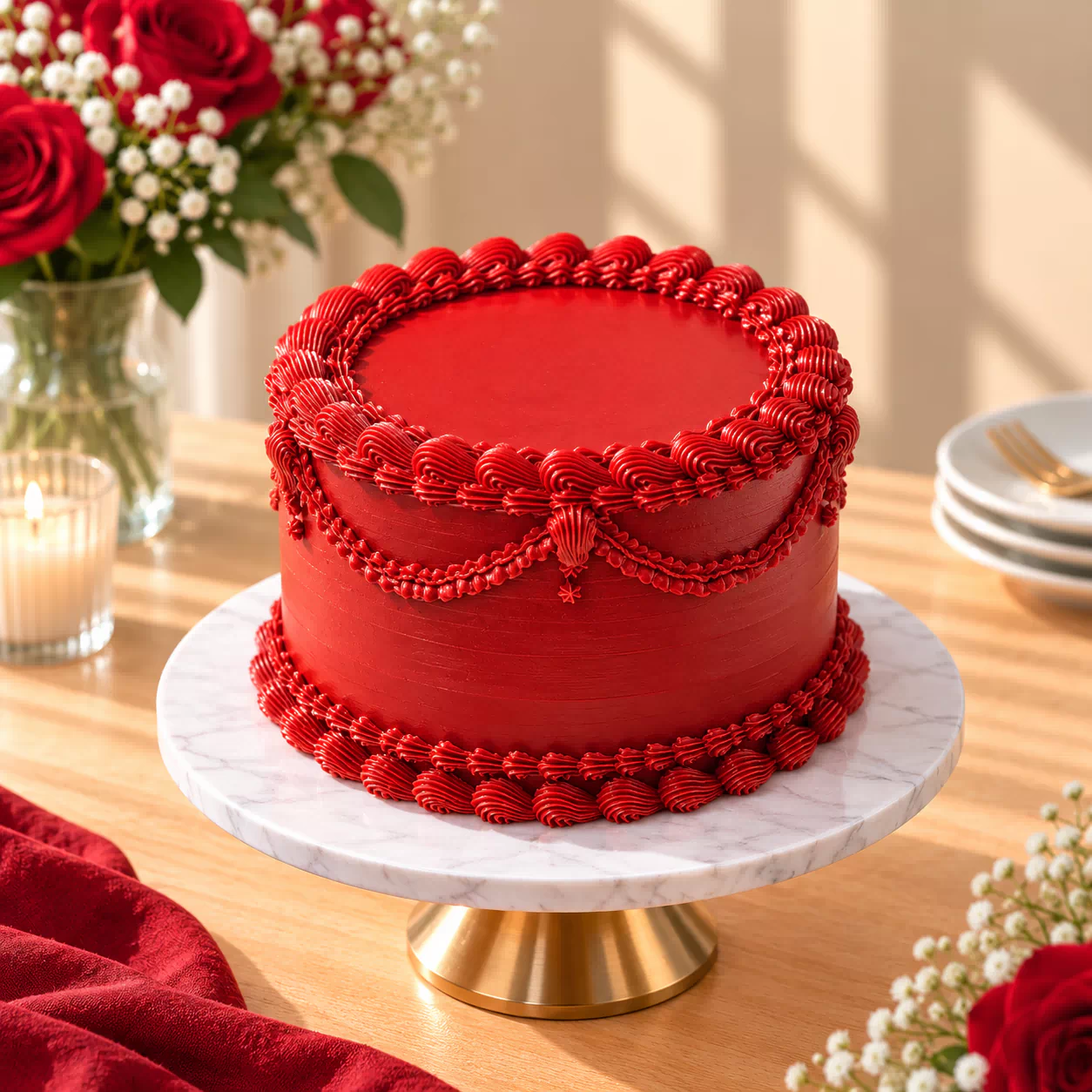 Burgundy Vintage Birthday Cake
